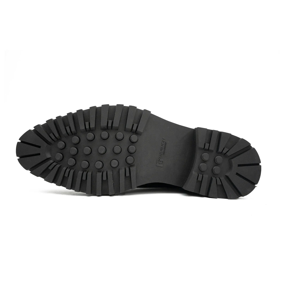Black Glossy Lug Sole Wingtip Derby Shoe
