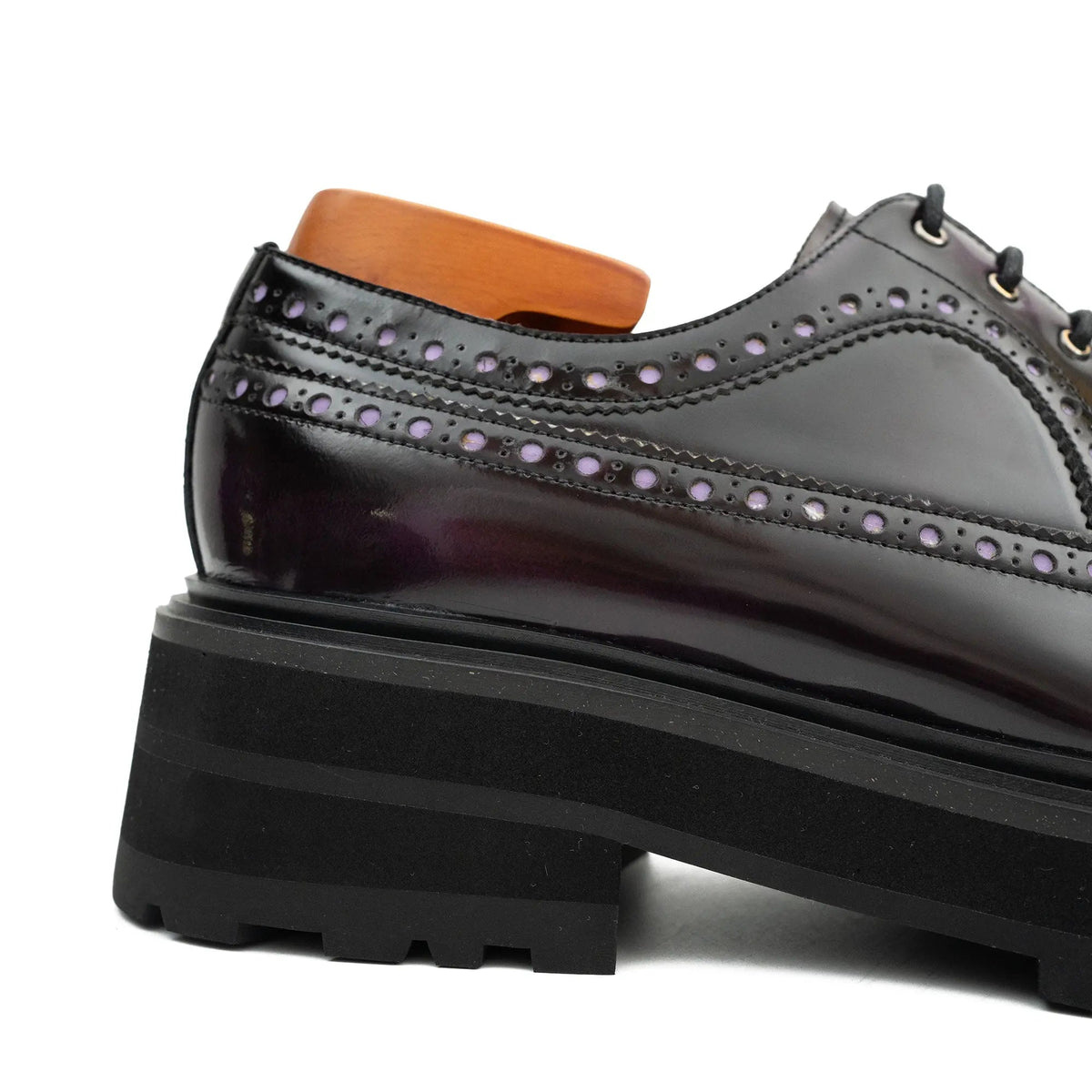 Dark Purple-Black Reflective Wingtip Derby Shoe