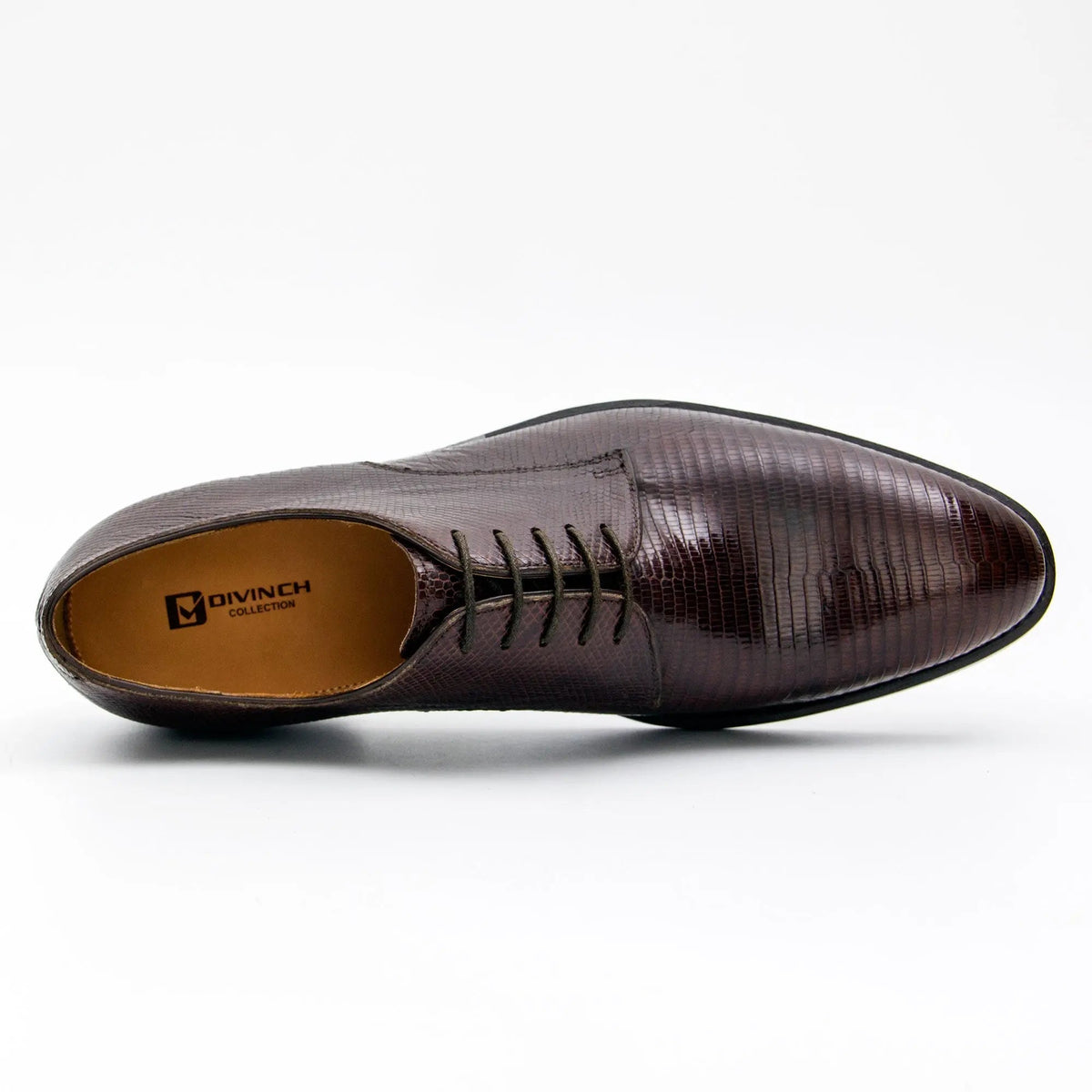 Brown Plain-Toe Derby Shoes with Fine Scale Texture