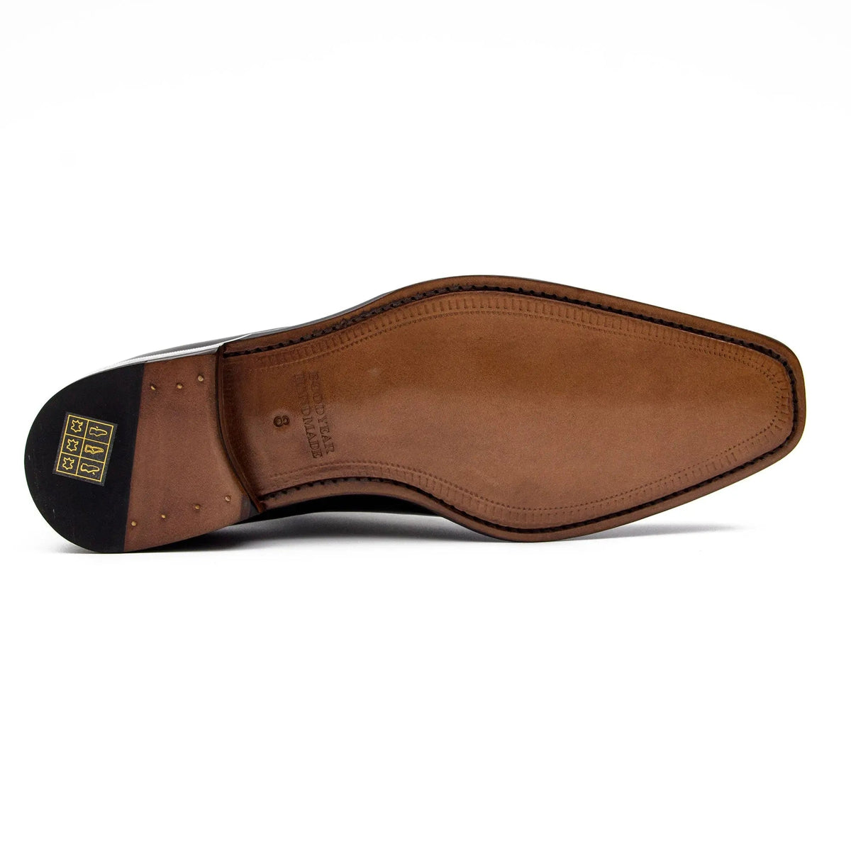 Brown Apron-Toe Loafers with Pebbled Texture