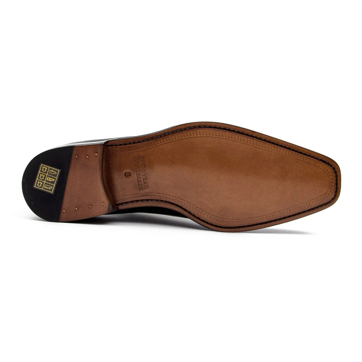 Deep Reddish Brown Square-Toe Oxford Shoes with Glossy Finish