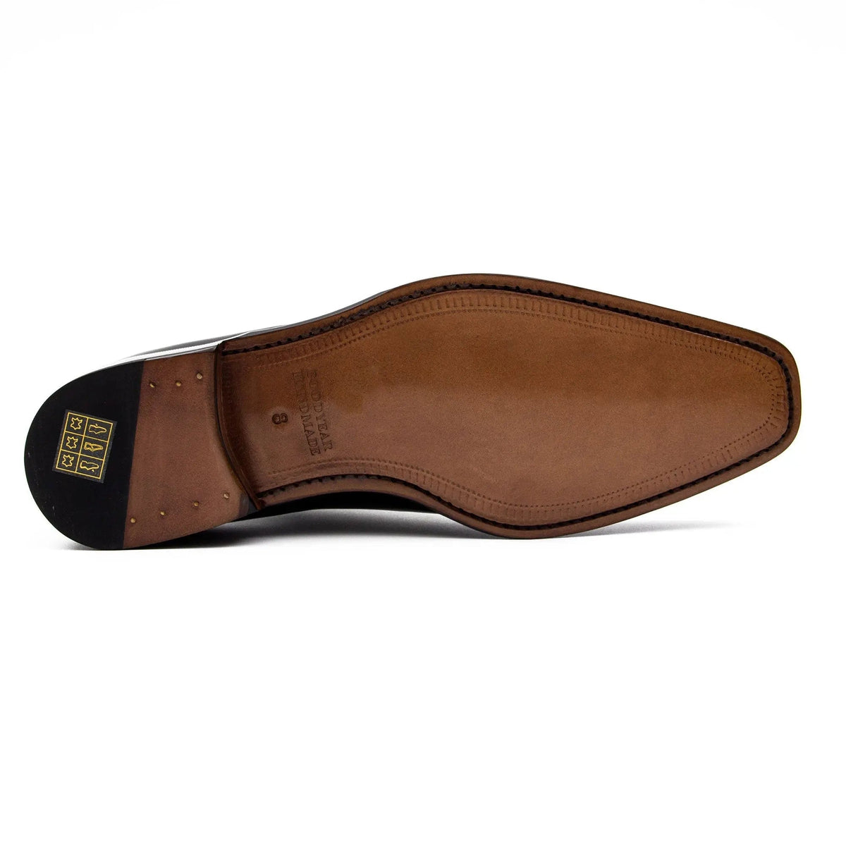 Orange-Brown Square-Toe Derby Shoes with Polished Finish