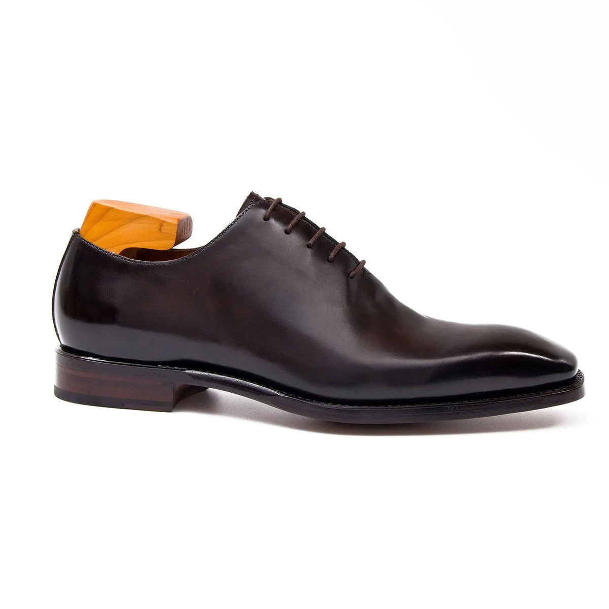 Dark Brown Square-Toe Oxford Shoes with Polished Finish