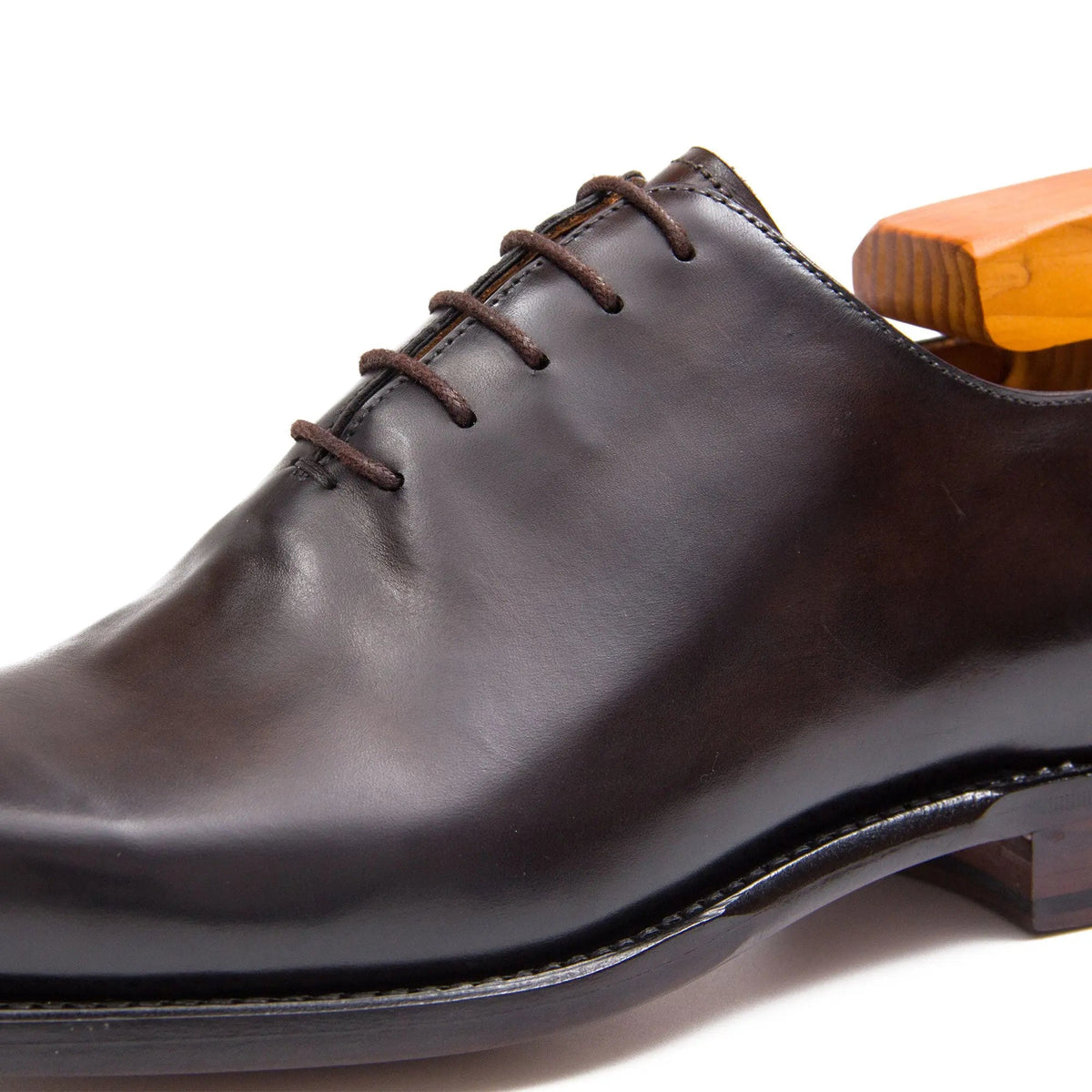 Dark Brown Square-Toe Oxford Shoes with Polished Finish