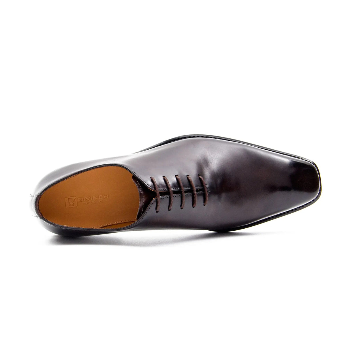Dark Brown Square-Toe Oxford Shoes with Polished Finish
