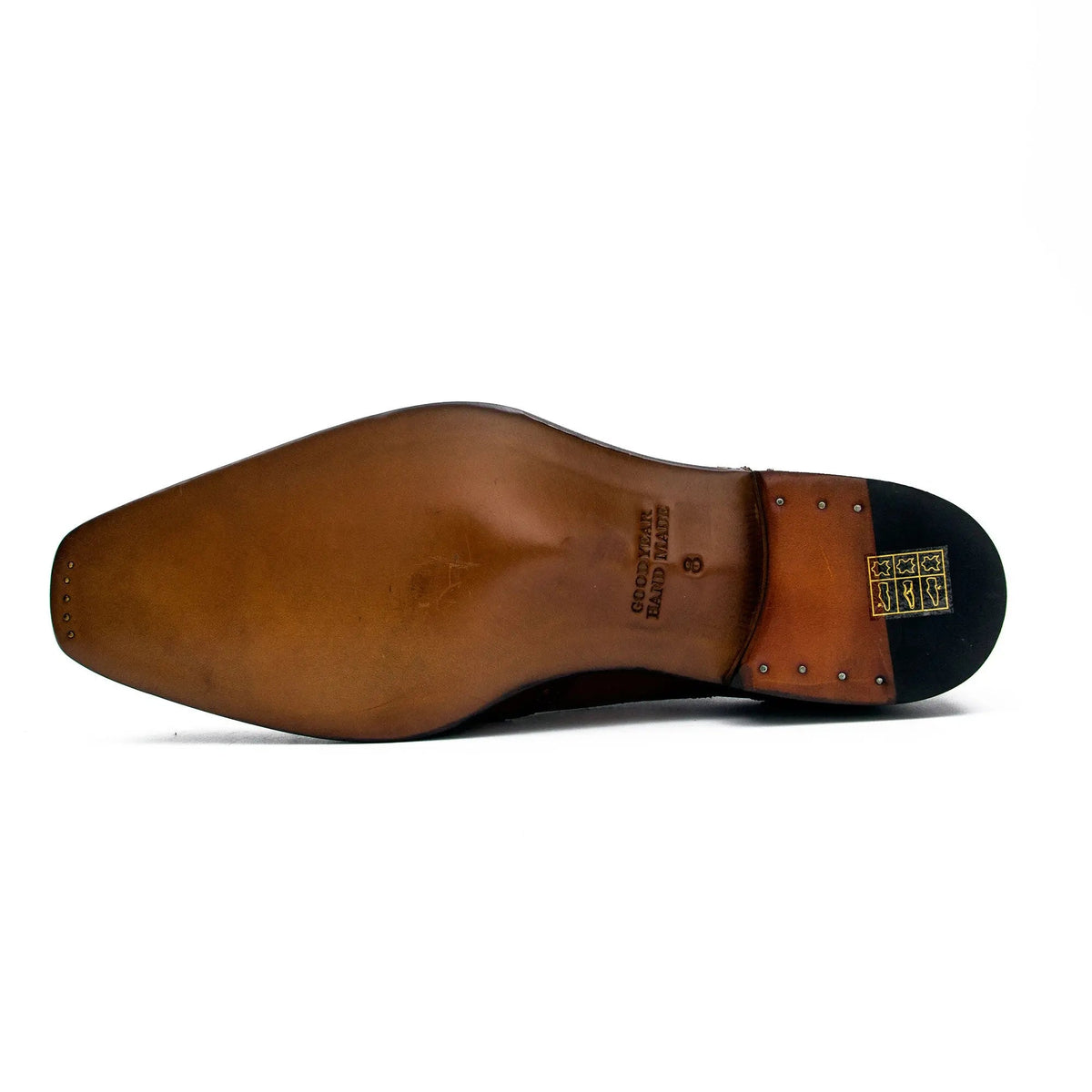 Brown Square-Wingtip Oxford Shoes with Ribbed Sides