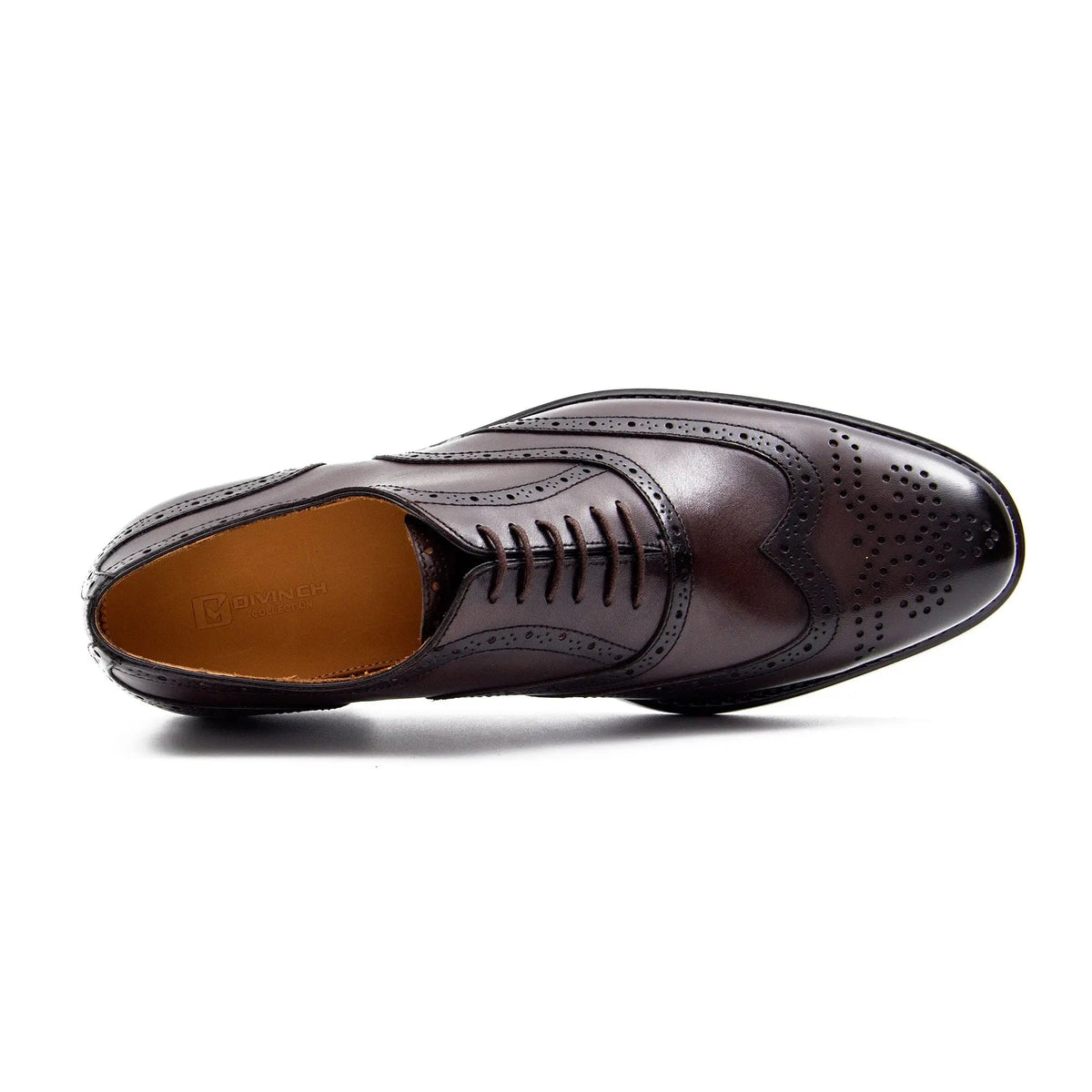 Dark Brown Wingtip Oxford Shoes with Polished Finish