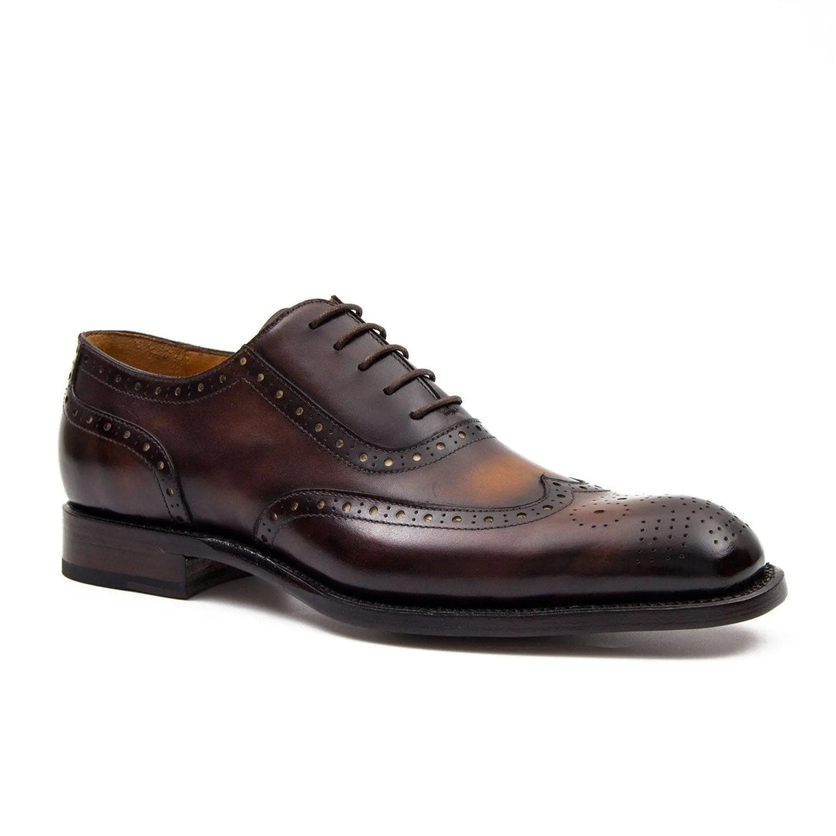 Dark Brown Elongated Wingtip Oxford Shoes