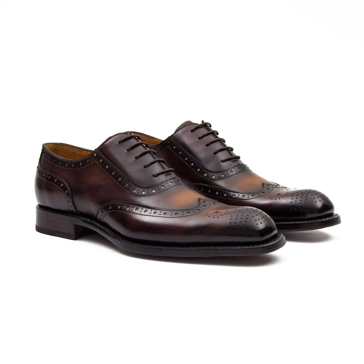 Dark Brown Elongated Wingtip Oxford Shoes