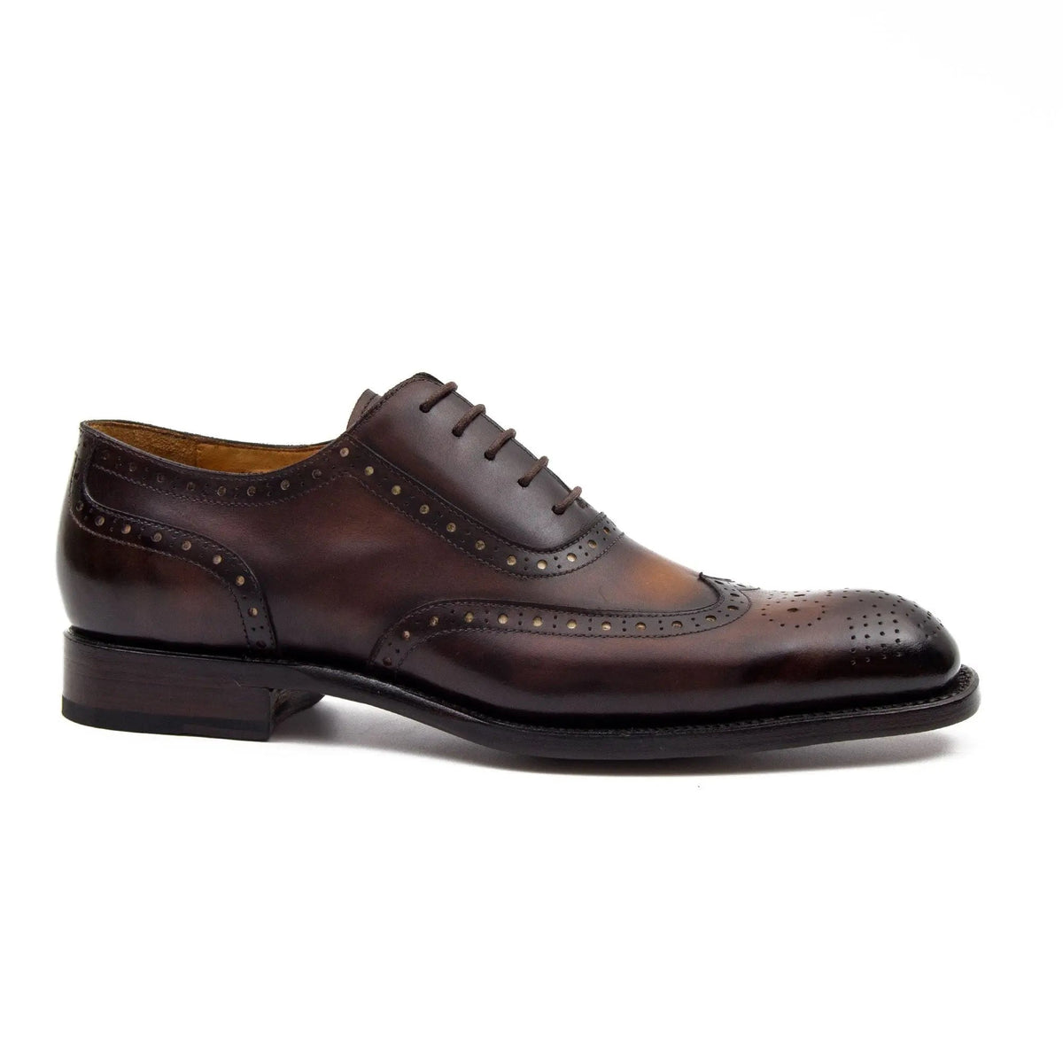 Dark Brown Elongated Wingtip Oxford Shoes