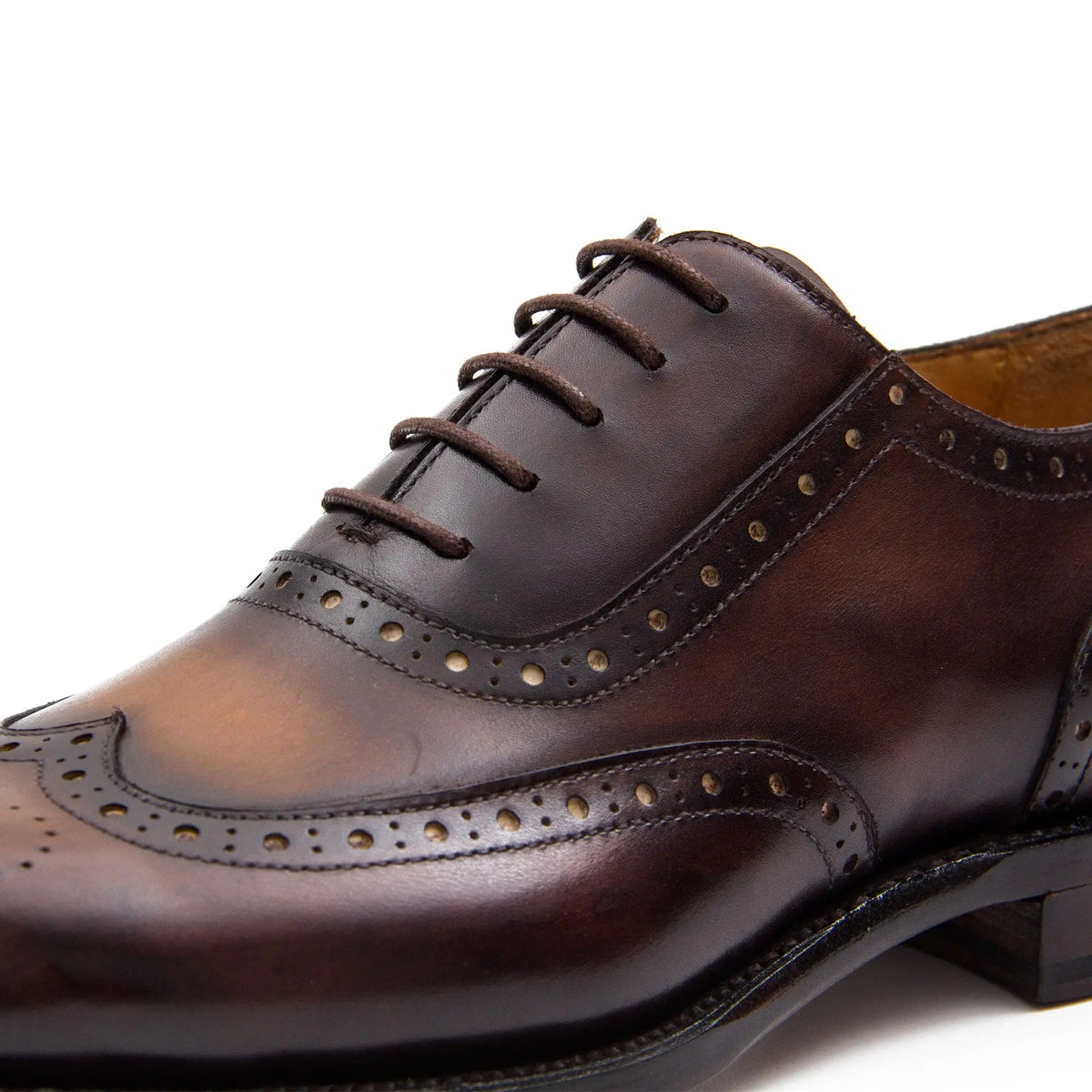 Dark Brown Elongated Wingtip Oxford Shoes