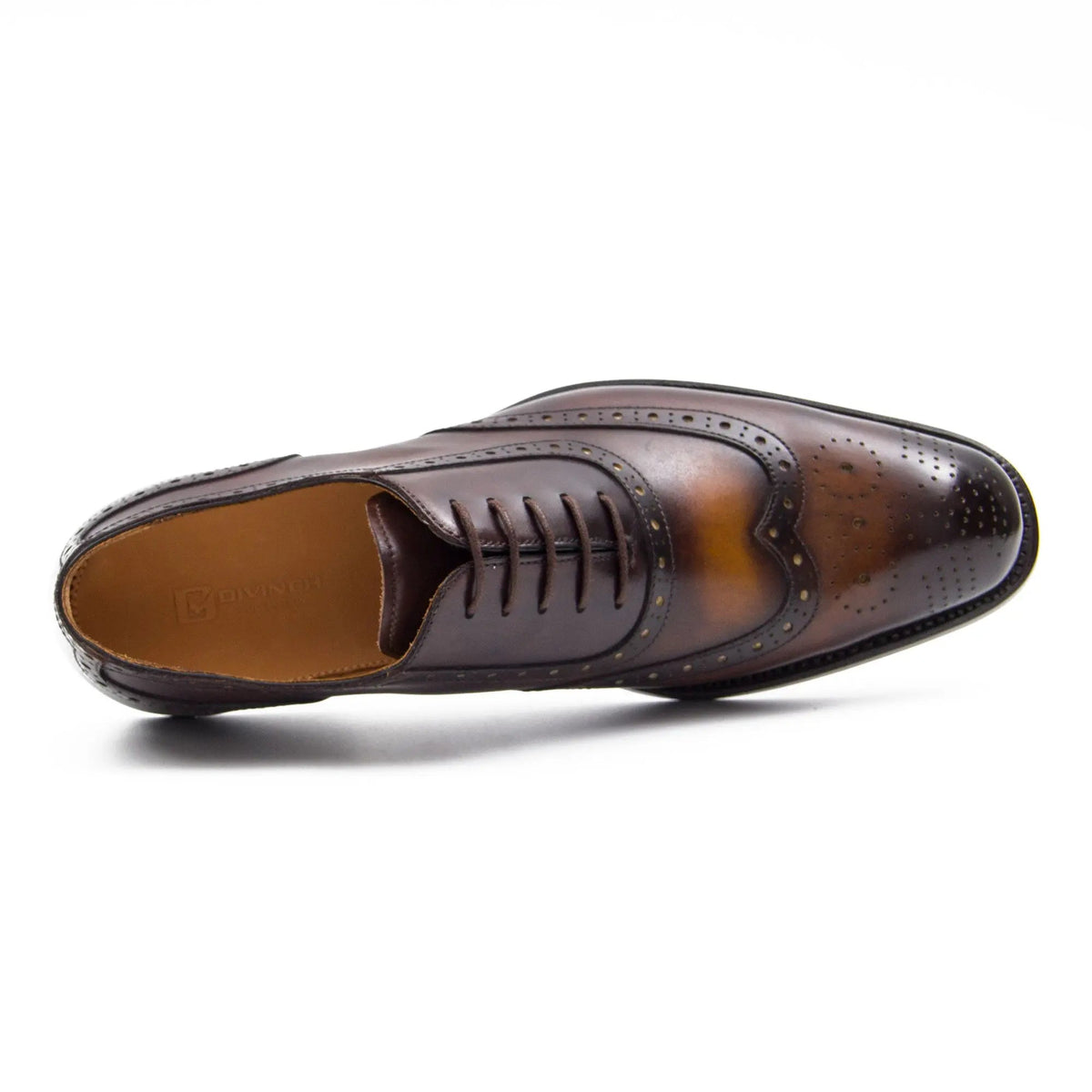 Dark Brown Elongated Wingtip Oxford Shoes