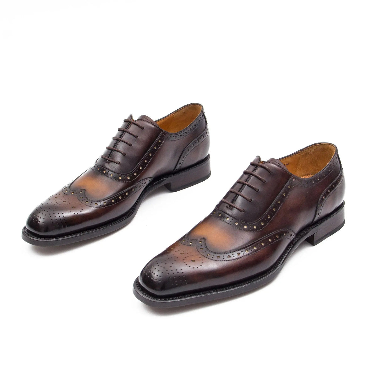 Dark Brown Elongated Wingtip Oxford Shoes