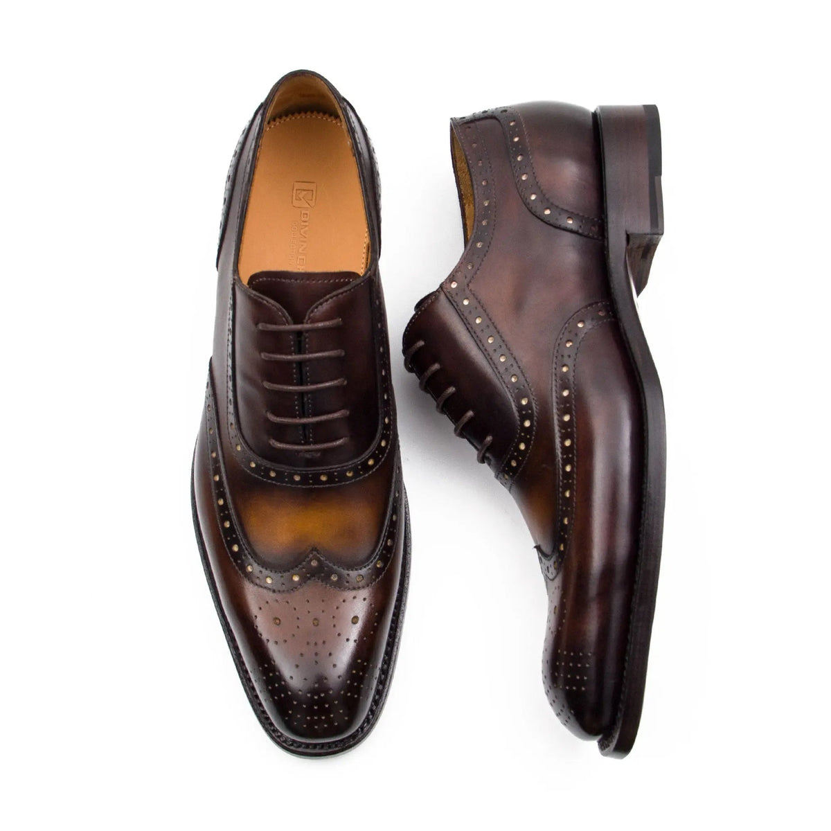 Dark Brown Elongated Wingtip Oxford Shoes