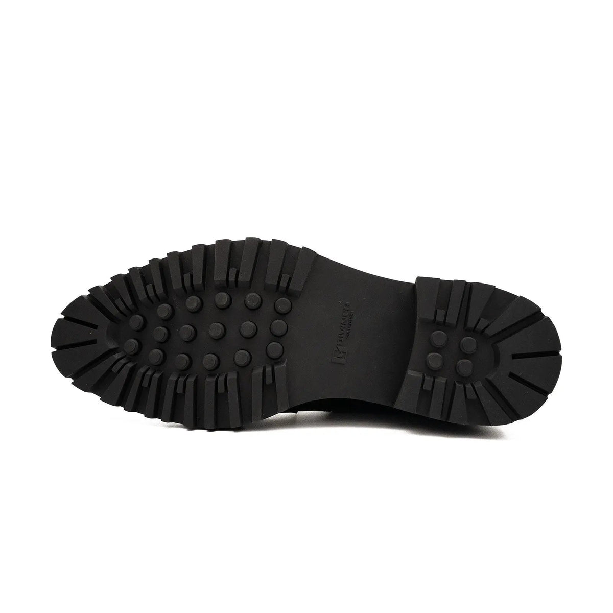Black Lug Sole Buckle Strap Ankle Boot
