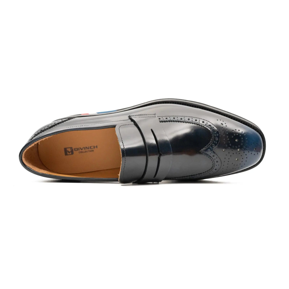 Dark Blue Glossy Platform Penny Loafer