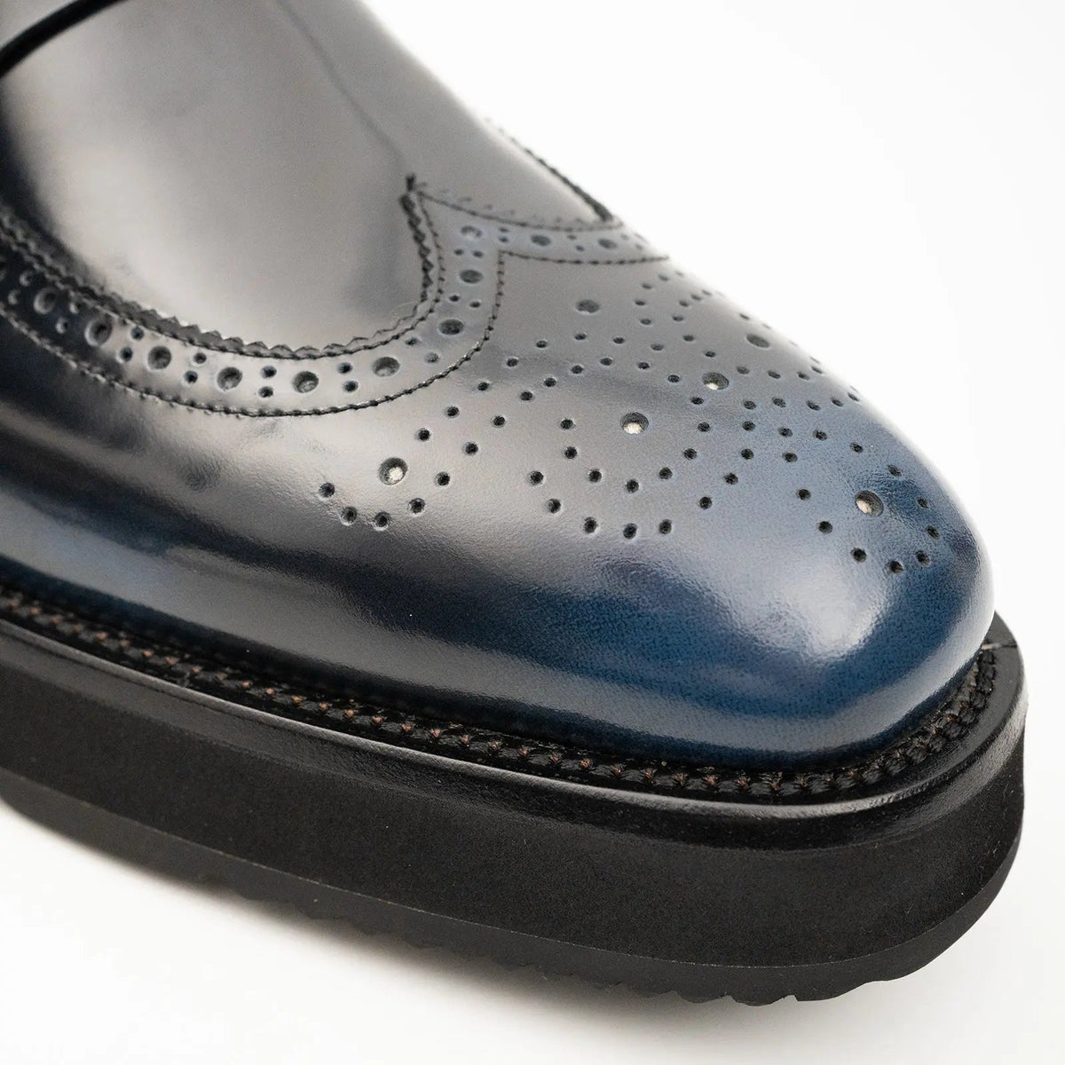 Dark Blue Glossy Platform Penny Loafer