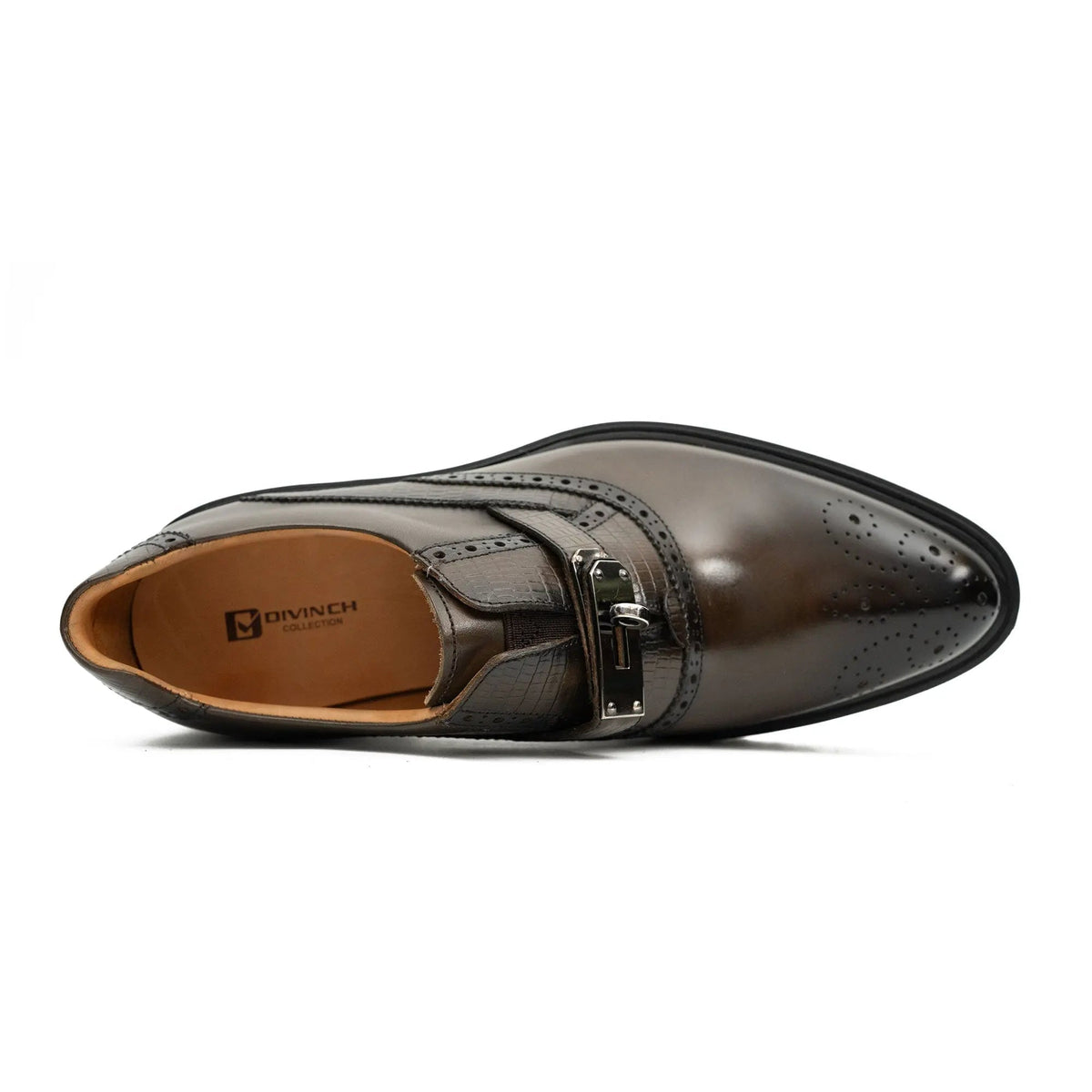 Dark Brown Lug Sole Single Buckle Monk Shoe