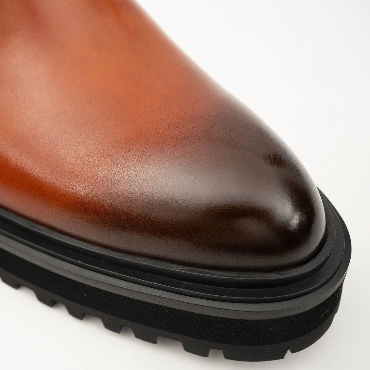 Orange-Brown Ankle Boot with Buckle Strap