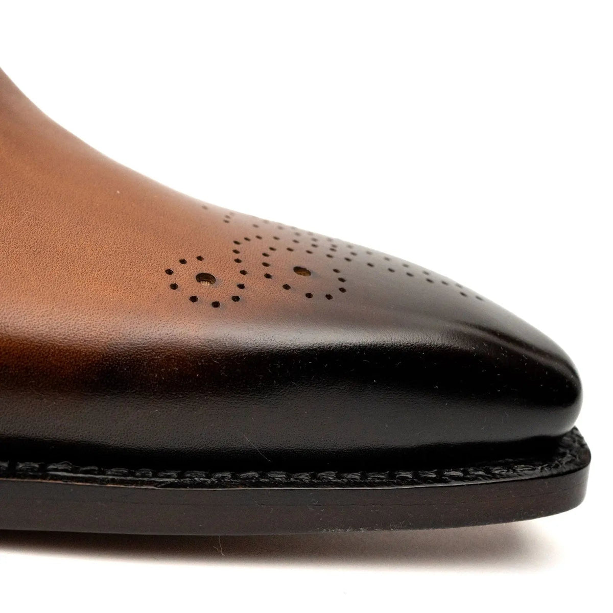 Tan-Brown Square-Toe Oxford Shoes with Toe Medallion