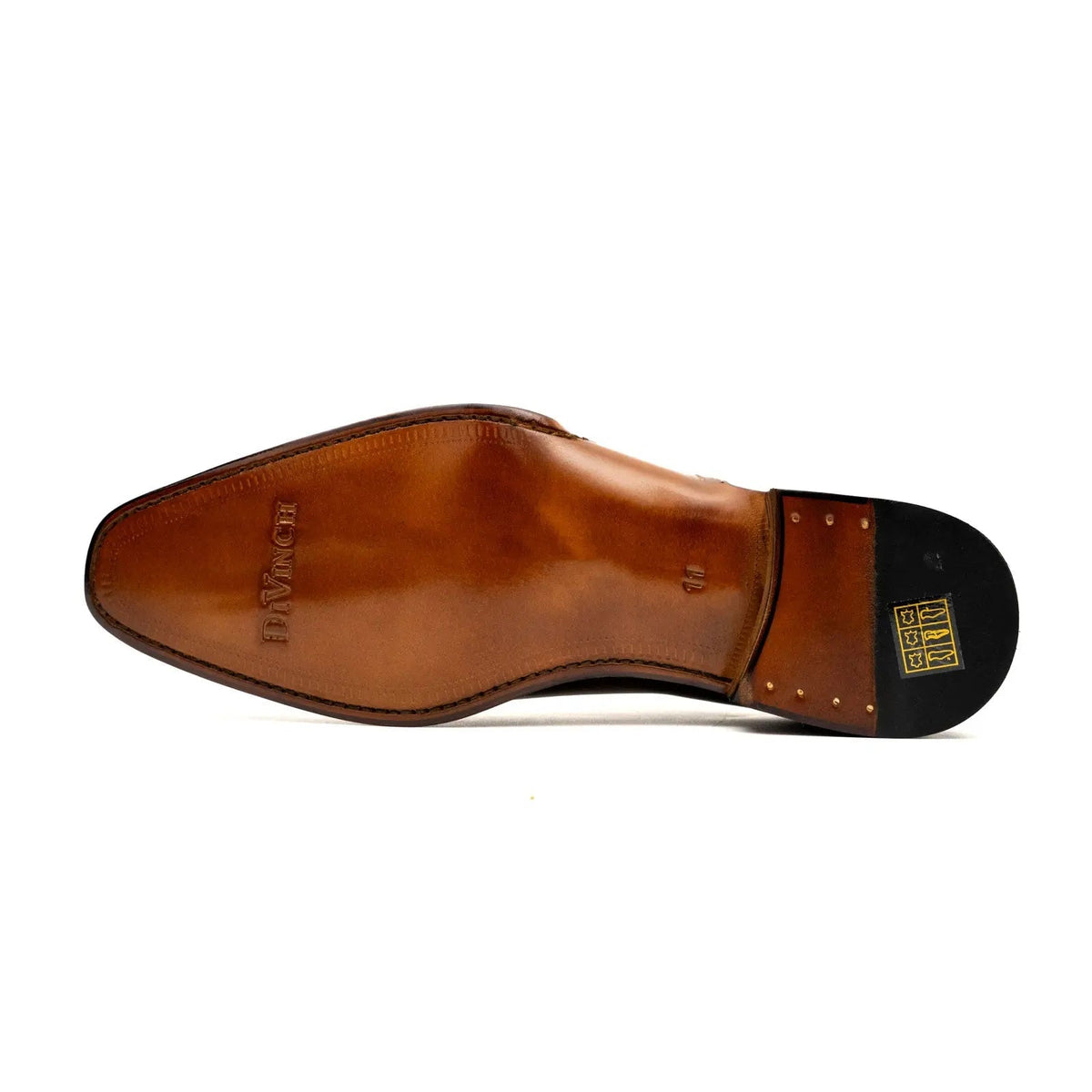 Tan-Brown Square-Toe Oxford Shoes with Toe Medallion