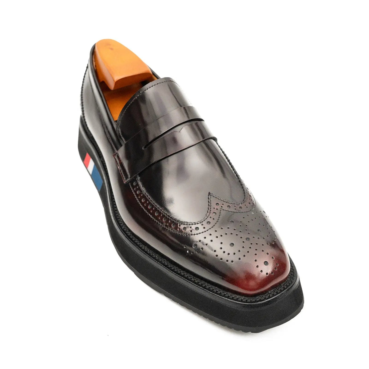 Dark Burgundy Glossy Platform Penny Loafer