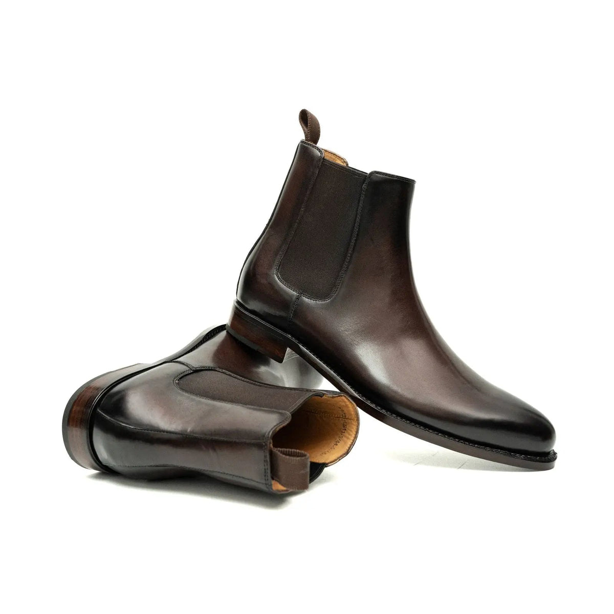 Dark Brown Plain-Toe Chelsea Boots with Pull Tab