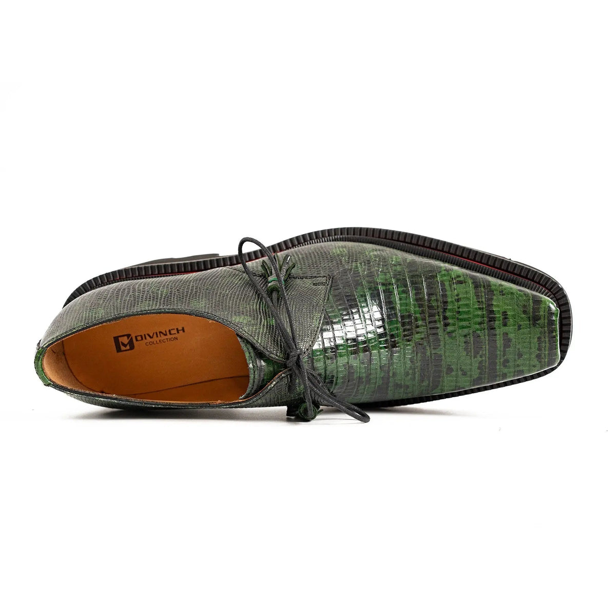 Green and Black Textured Lug Sole Derby Shoe