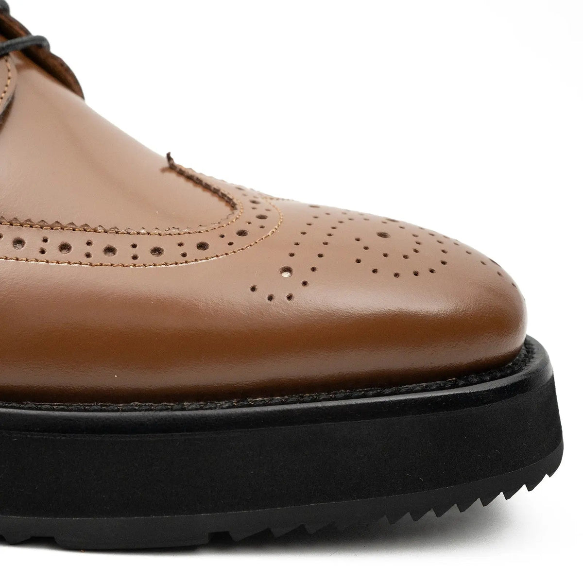Tan Brown Platform Wingtip Derby Shoe