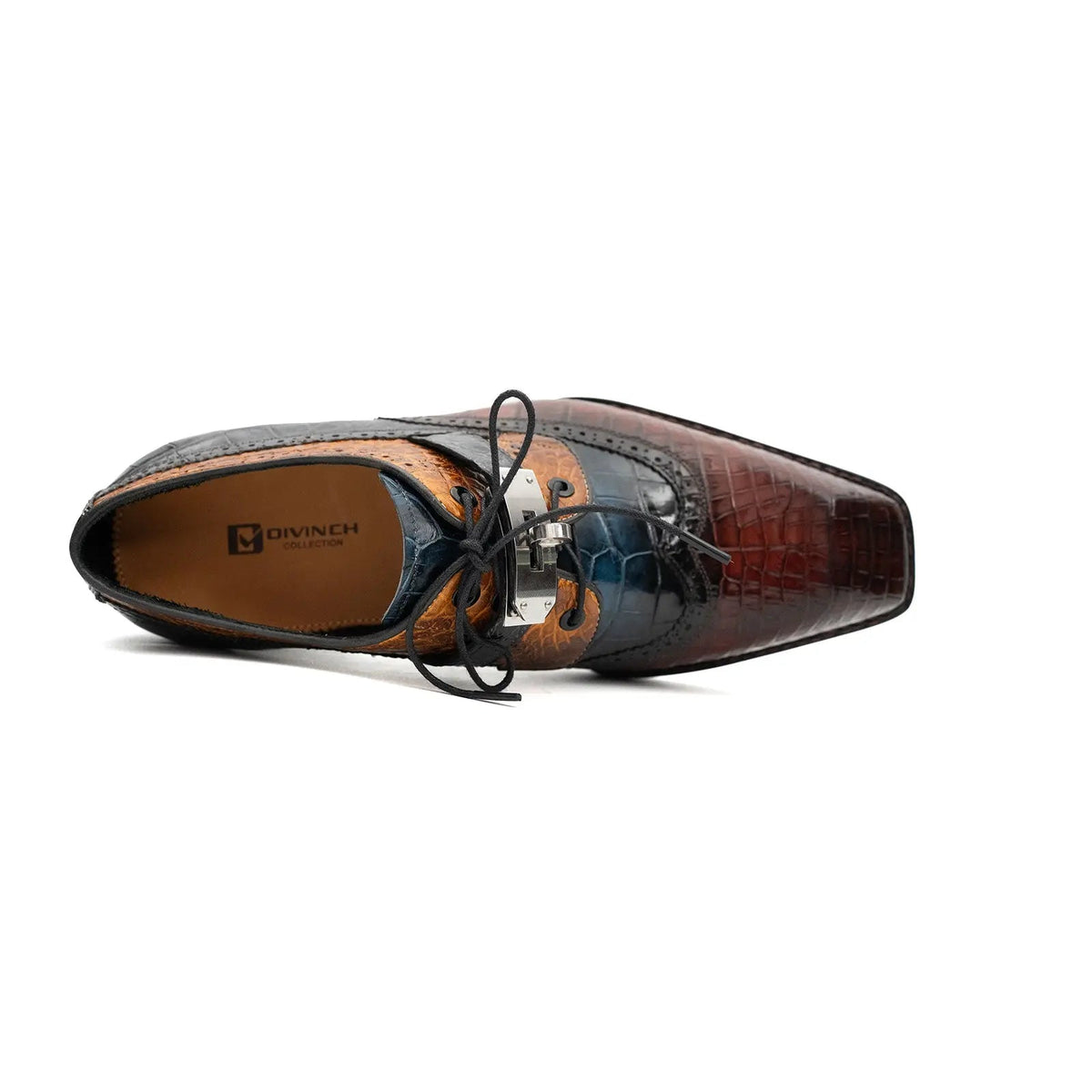 Multicolor Textured Square-Toe Derby Shoe