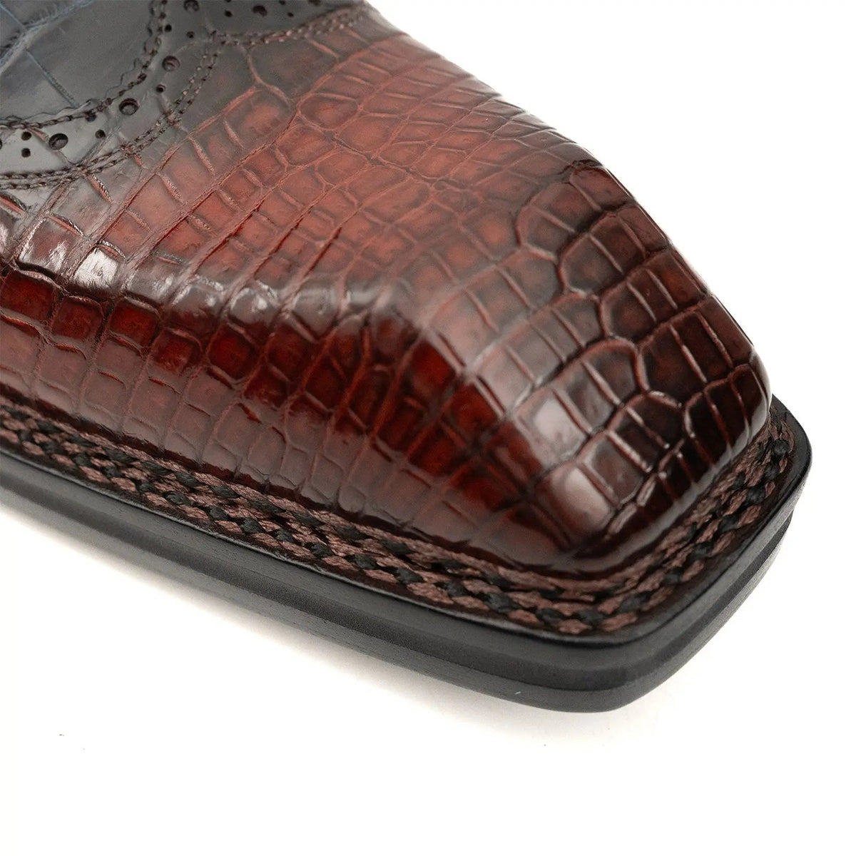Multicolor Textured Square-Toe Derby Shoe