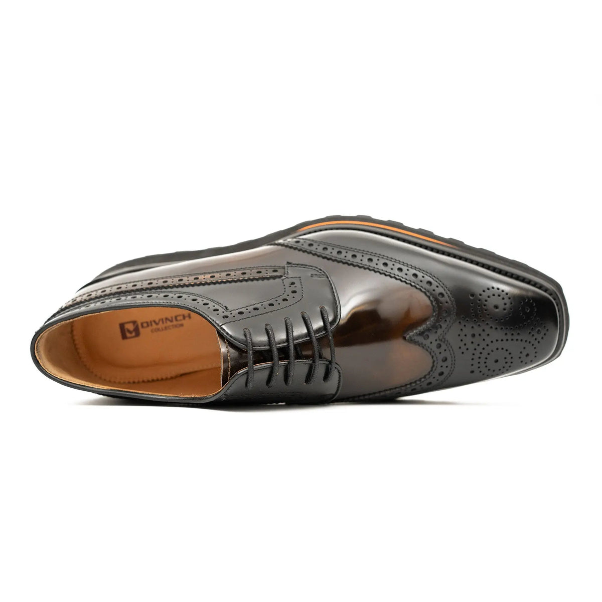 Dark Brown Shaded Wingtip Derby Shoes with Lug Sole
