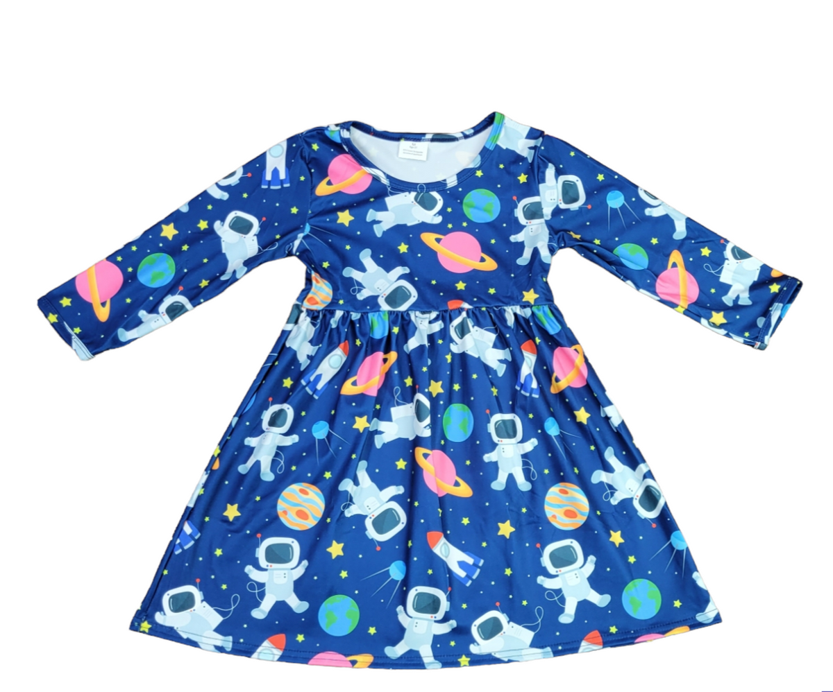 Space Long Sleeve Milk Silk Dress