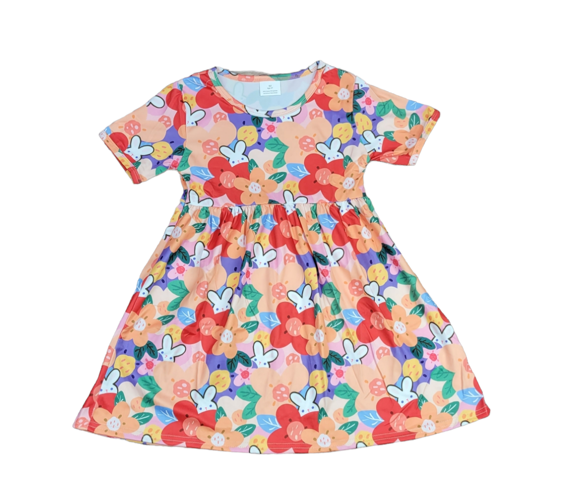 Peach Peek A Boo Short Sleeve Milk Silk Dress