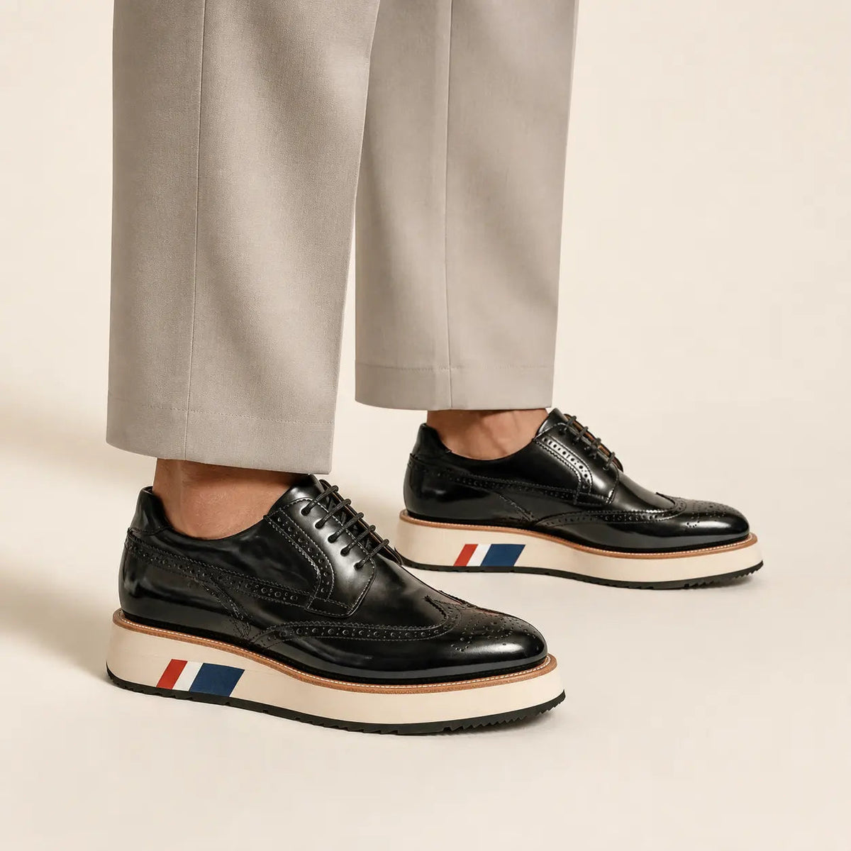 Black Glossy Wingtip Derby Shoe