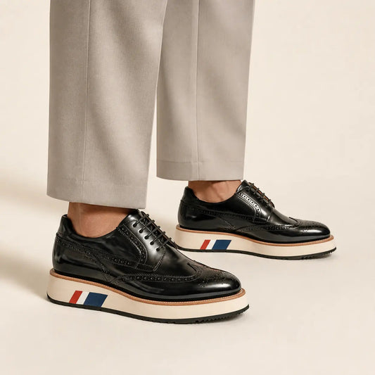 Black Glossy Wingtip Derby Shoe