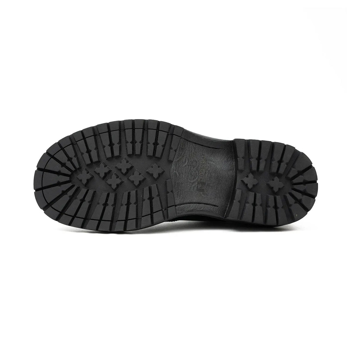 Black Polished Wingtip Derby Shoes with Tongue Tab