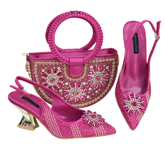 Italian Design Shoes And Bag Paired With Handmade Petal Clutches