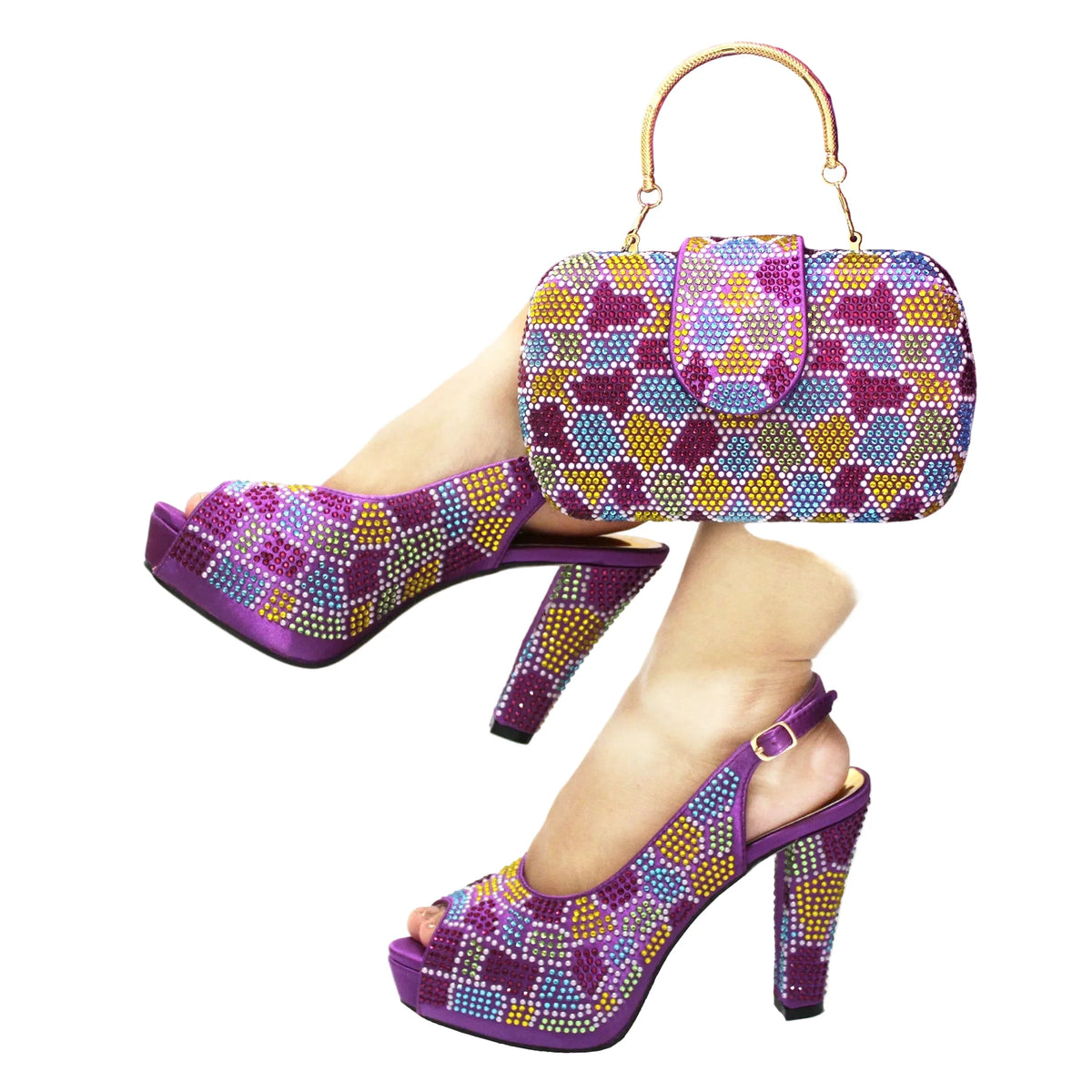 Latest Peep Toe Women's Shoes & Bag Set FGTY67