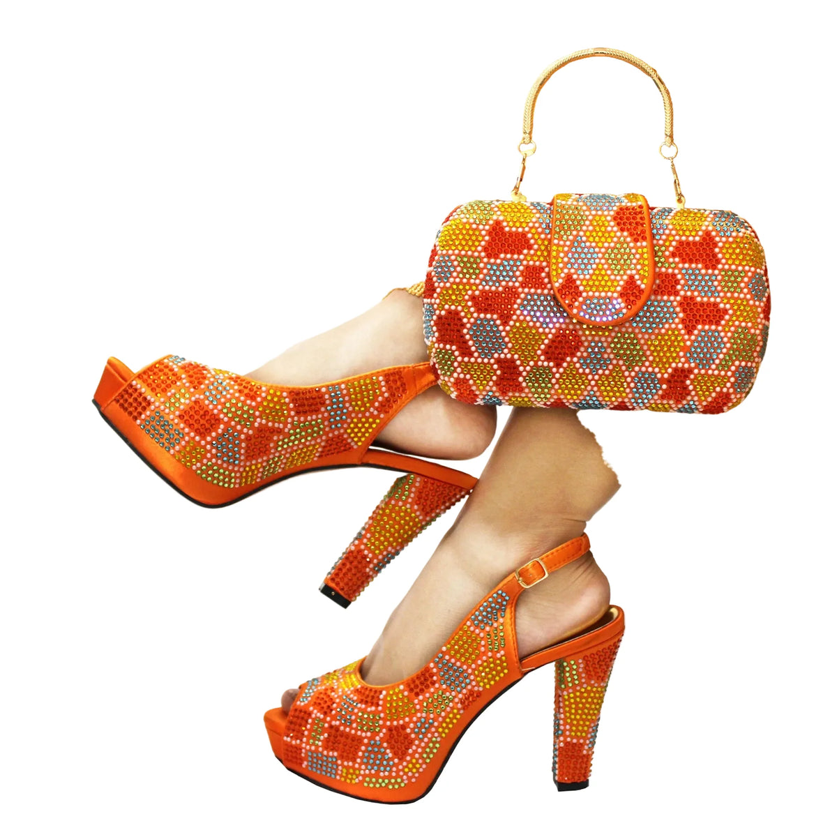 Latest Peep Toe Women's Shoes & Bag Set FGTY67