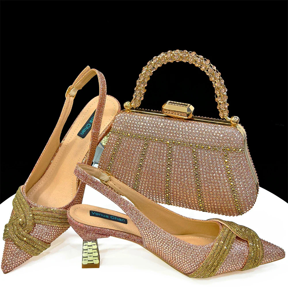 Women's Shoes and Bag Set with Rhinestone ED129