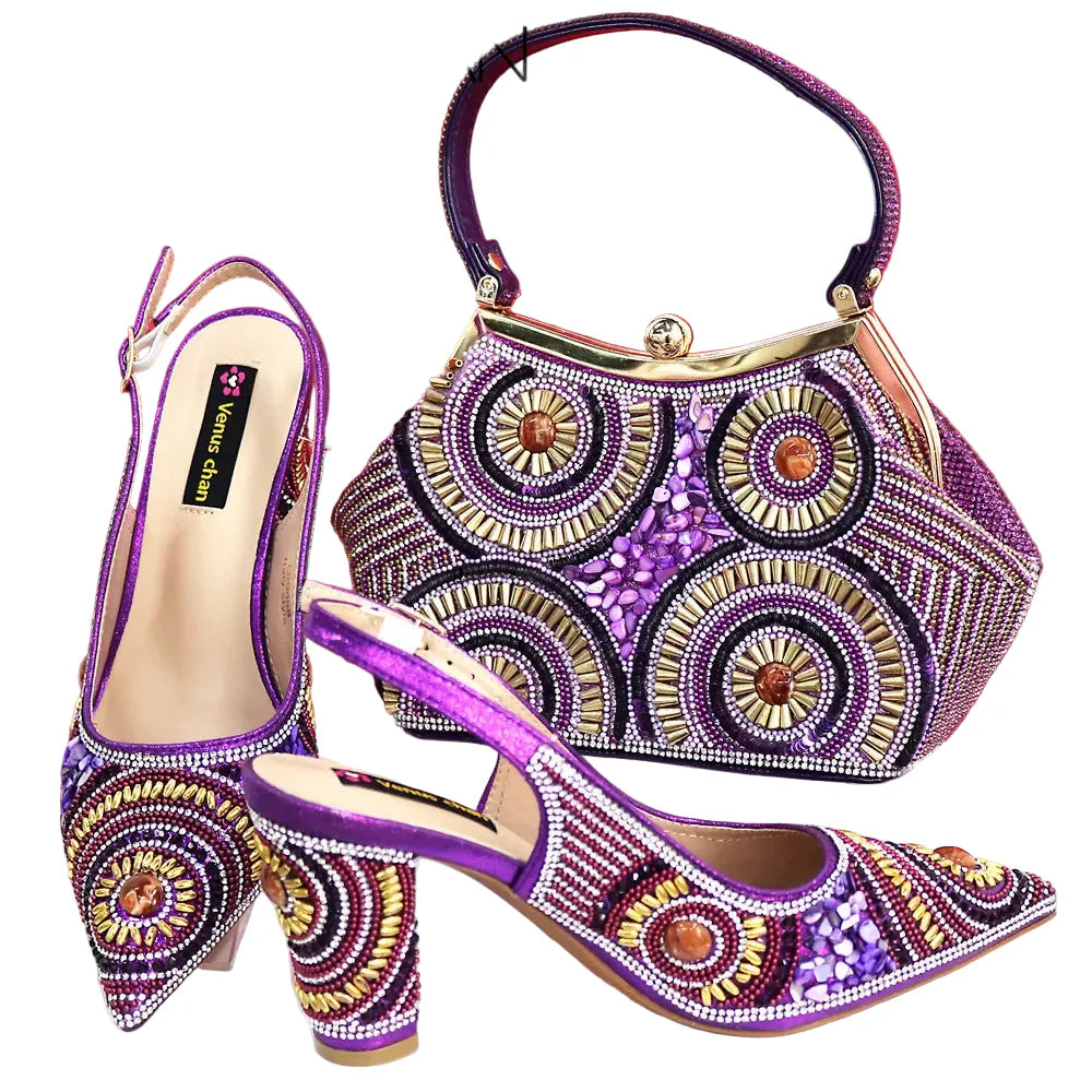 Popularity Italian Women's Pointed Shoes And Bag Set GFD453