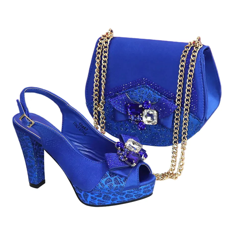 Newest Pumps Women High Heels Shoes and Bags Set JNB54