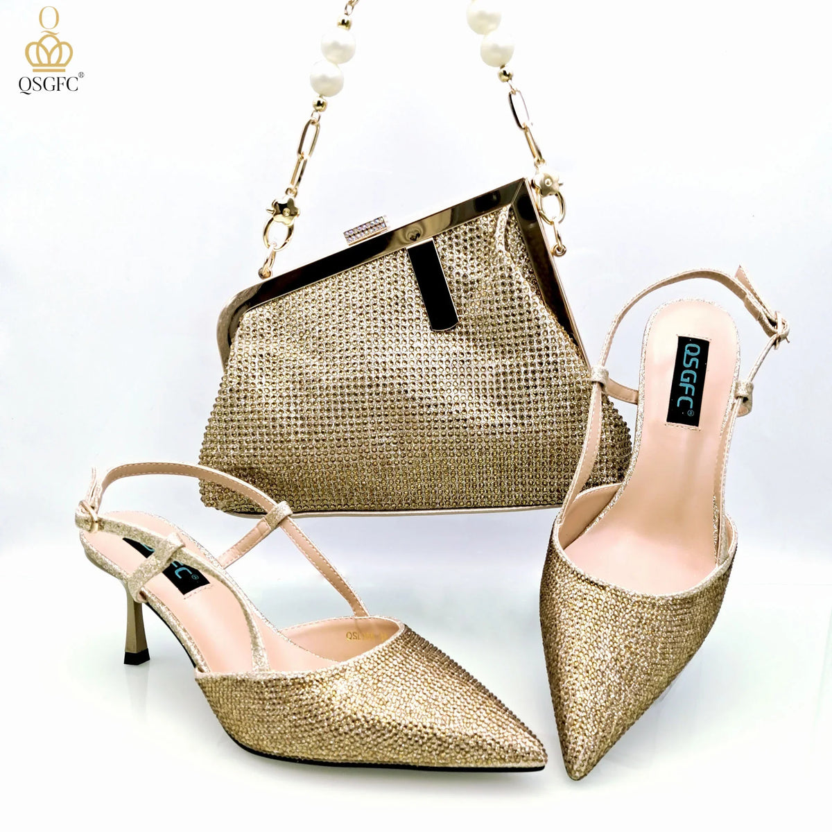 Fashion Shoulder Bag and Strap High Heels Set
