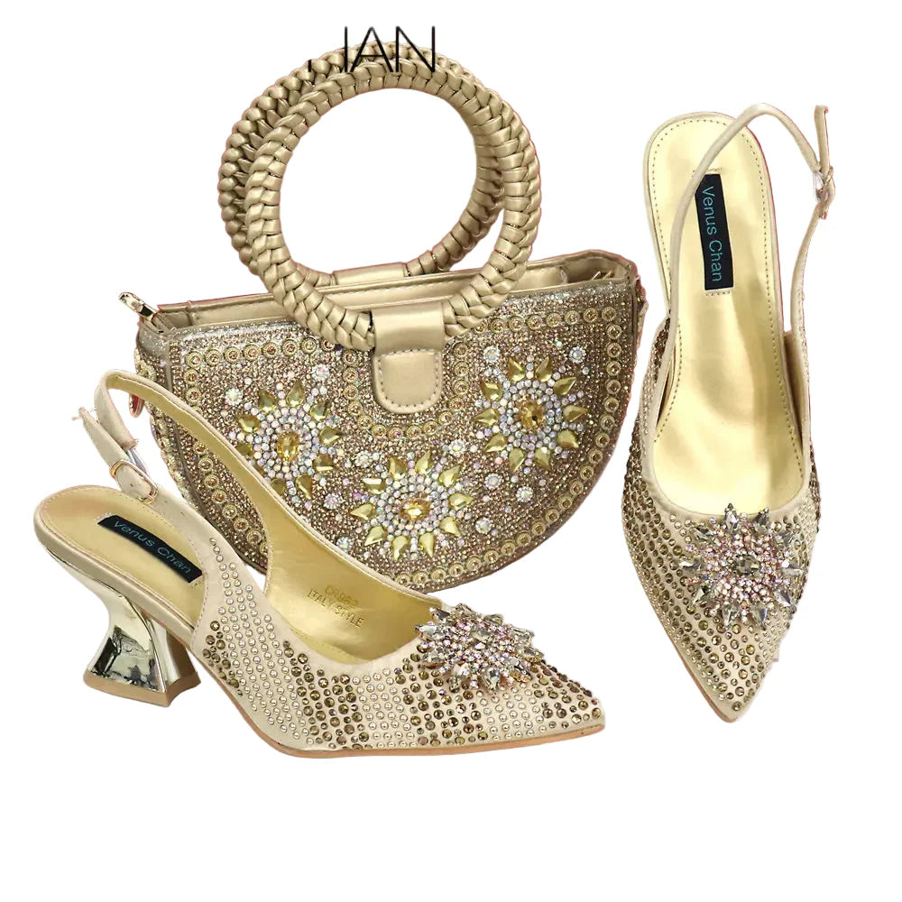 Italian Design Shoes And Bag Paired With Handmade Petal Clutches
