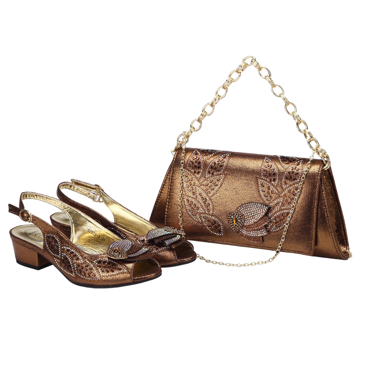 Elegant Low Heels Ladies Shoes And Bag Set