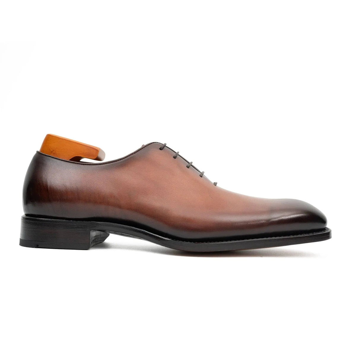 Brown Elongated Plain-Toe Oxford Shoes