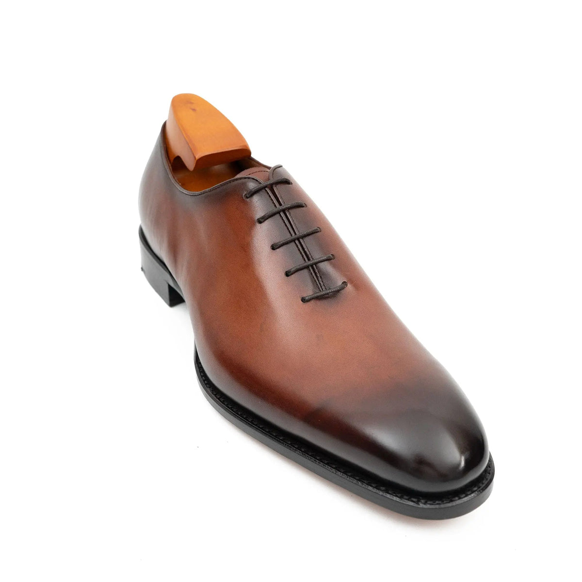Brown Elongated Plain-Toe Oxford Shoes