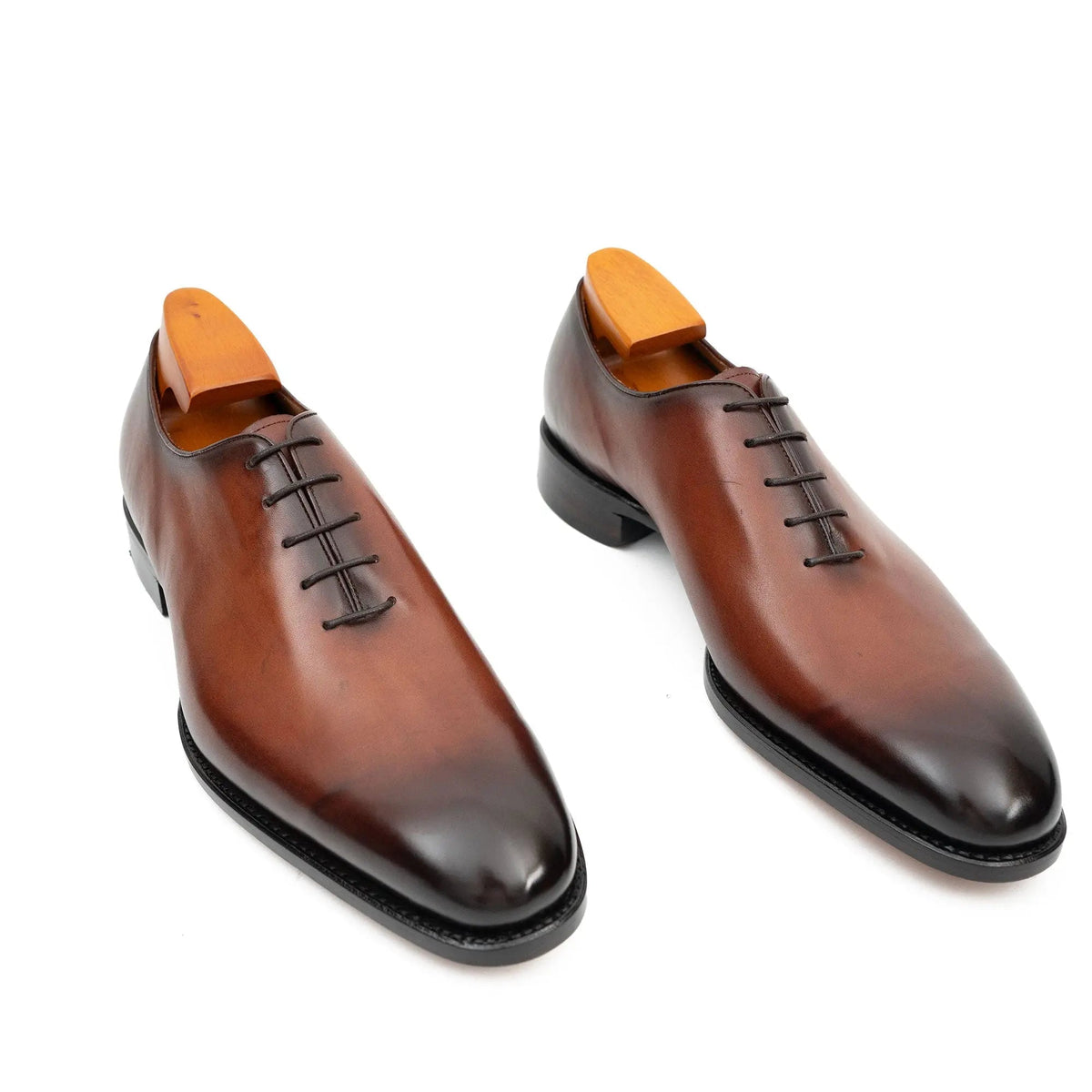 Brown Elongated Plain-Toe Oxford Shoes