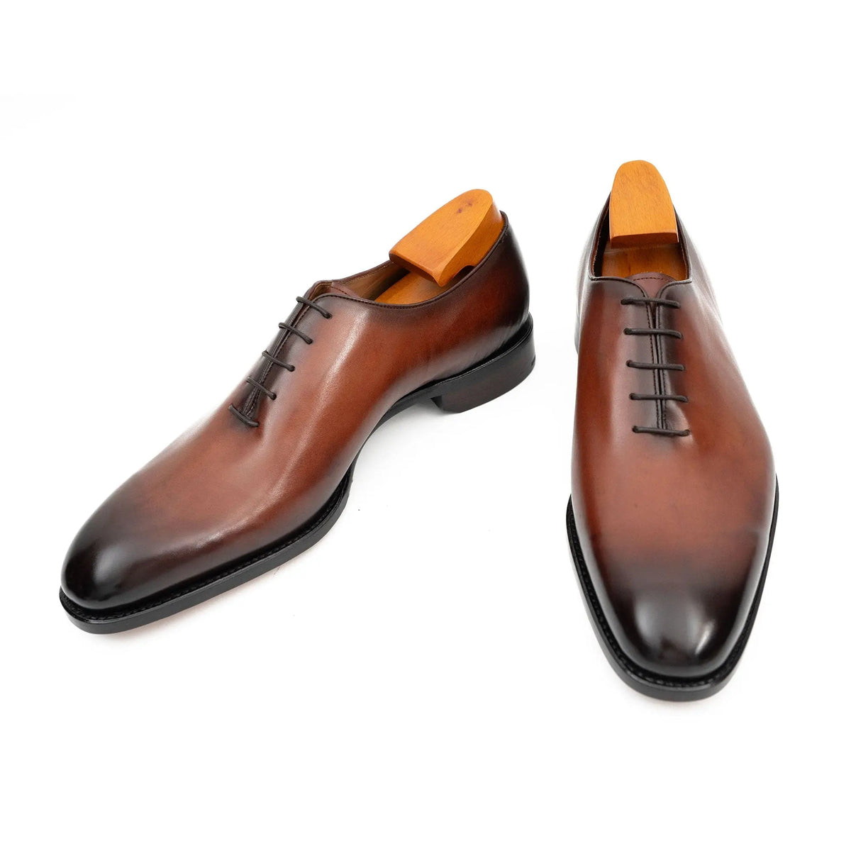 Brown Elongated Plain-Toe Oxford Shoes